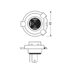 LAMPARA H4 12V 60-55W P43T HOMOLOGACION E (1 UNIDAD) - Imagen 3