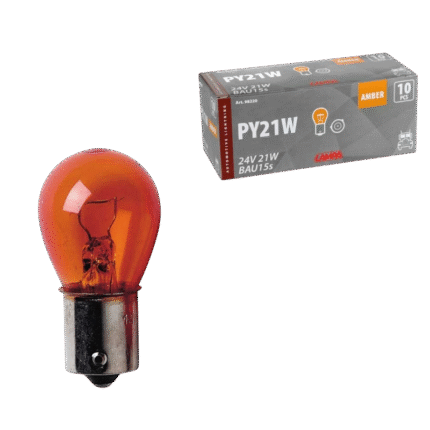 LAMPARA PY21W 1 FILAMENTO AMBAR 24V 21W HOMOLOGACION E (CAJA 10 UNIDADES)