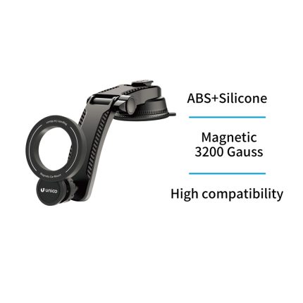 Soporte de coche para movil con ventosa en salpicadero magnetico – Negro