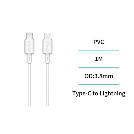 Cable Tipo-C a Lightning 30W carga rapida 1m – Blanco