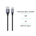 Cable USB a Tipo-C 2.4A trenzado de aluminio 1m – Gris - Imagen 3