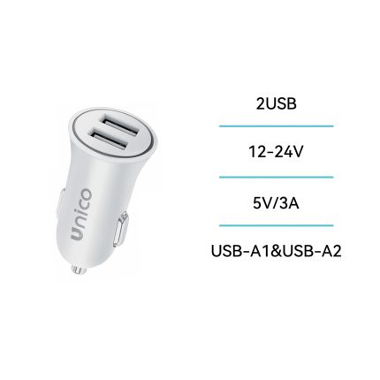 Cargador de coche Dual USB 3A – Blanco