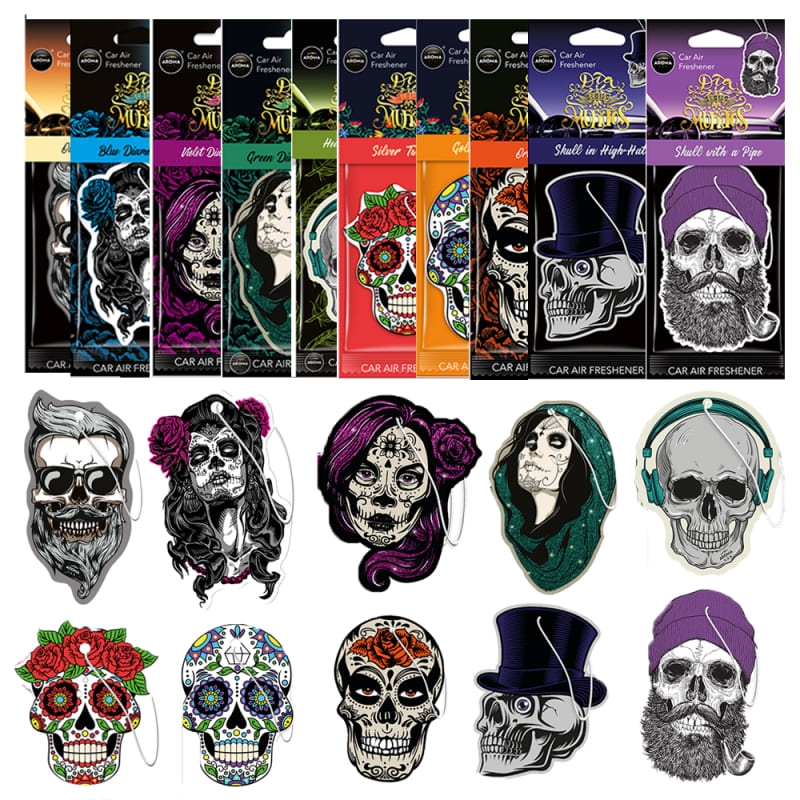 ambientador-aroma-car-celulosa-dia-de-los-muertos-seleccionar-modelo Ambientadores Calavera - Imagen 1